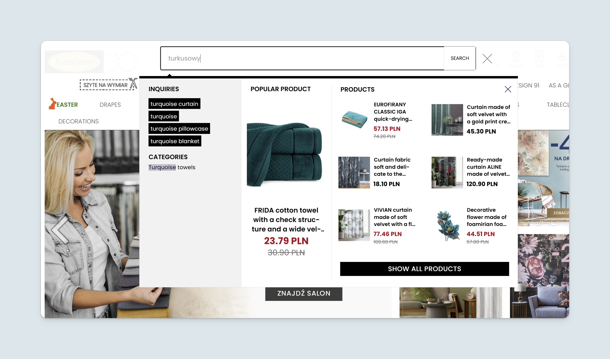 Customers can easily search and use filters with color descriptions and get relevant results.