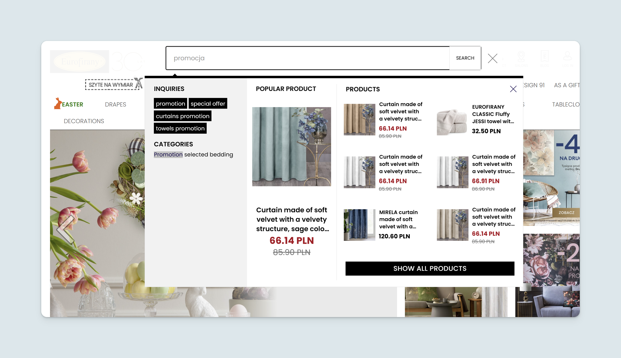 Search now shows promotions, such as discounts when the right keyword is entered.