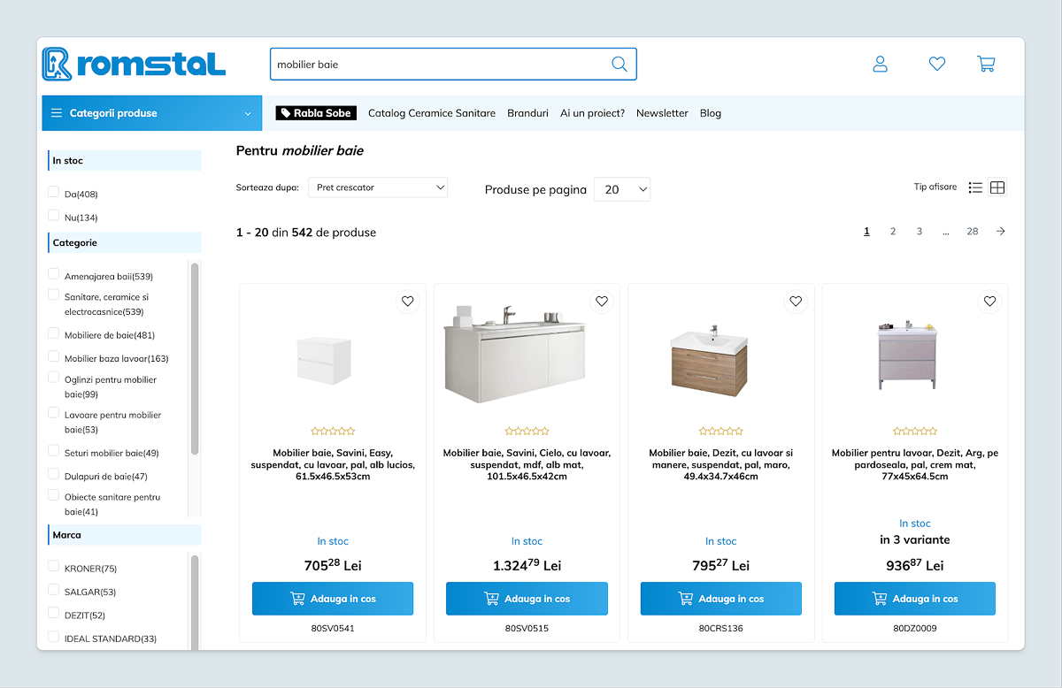 Luigi’s Box Search shows relevant results, as well as product categories.