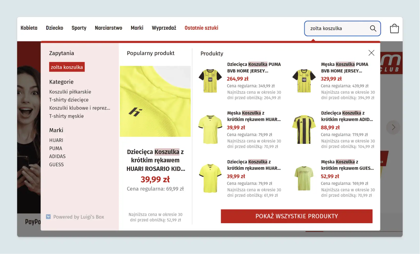 “Yellow shirt” and similar search queries now show the correct results.